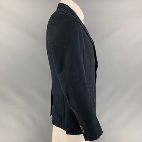 DRIES VAN NOTEN Chest Size 44 Navy Gold Embellishment Cotton Sport Coat