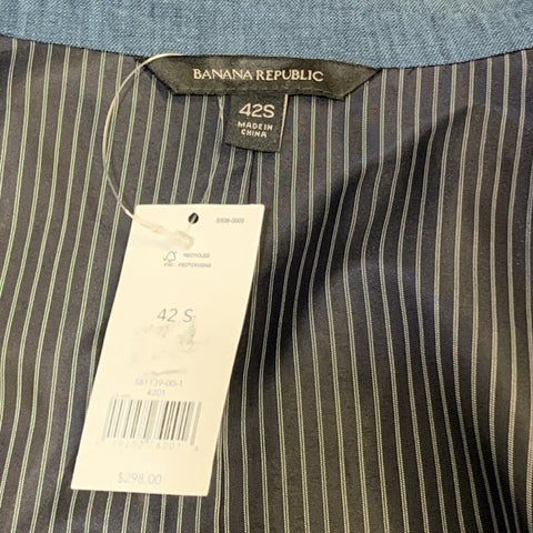 BANANA REPUBLIC Size 42 Blue Linen Notch Lapel Sport Coat