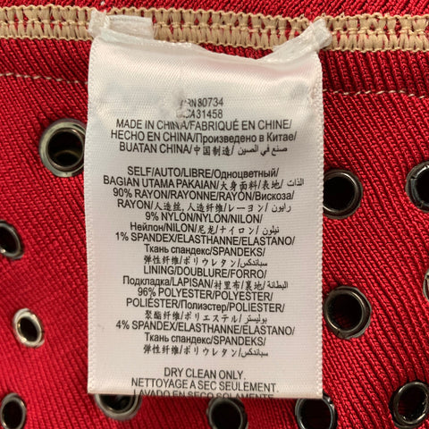HERVE LEGER Size XXS Red Rayon Blend Grommets A-Line Dress