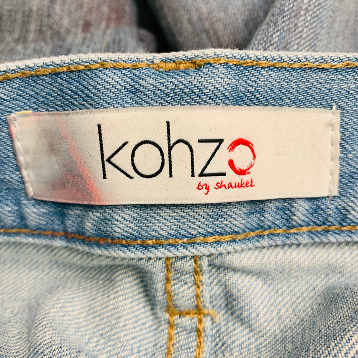 KOhZO DENIM Size 34 Blue Grey Distressed Cotton Jeans