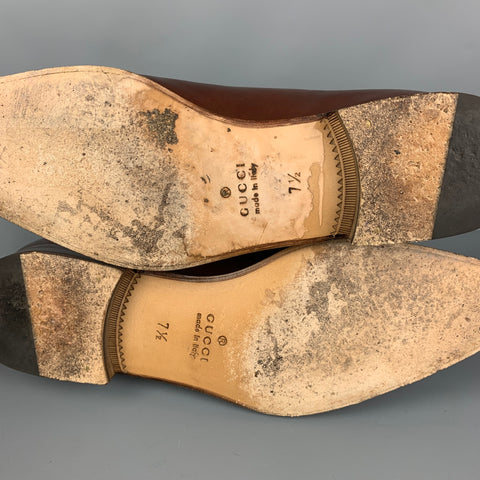 GUCCI Size 8.5 Brown Ombre Leather Lace Up Shoes