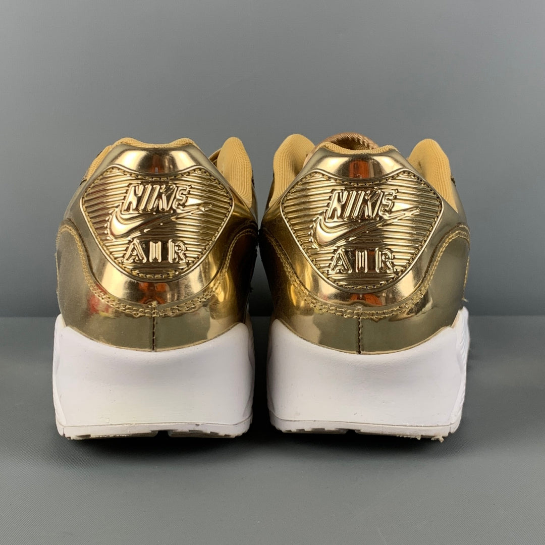 Zapatillas NIKE Air Max 90 talla 12 de cuero metalizado dorado con cordones