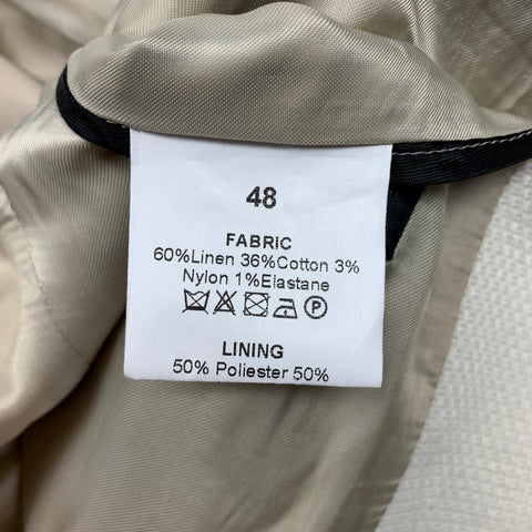 LORDS & FOOLS Size 38 Beige &  Black Woven Linen / Cotton Sport Coat