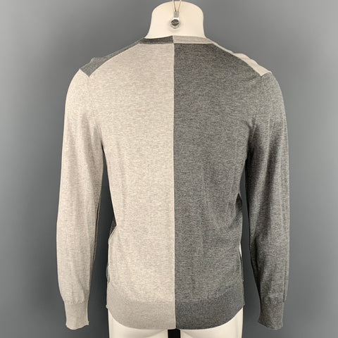 PS by PAUL SMITH Size M Grey Color Block Cotton V-Neck Pullover