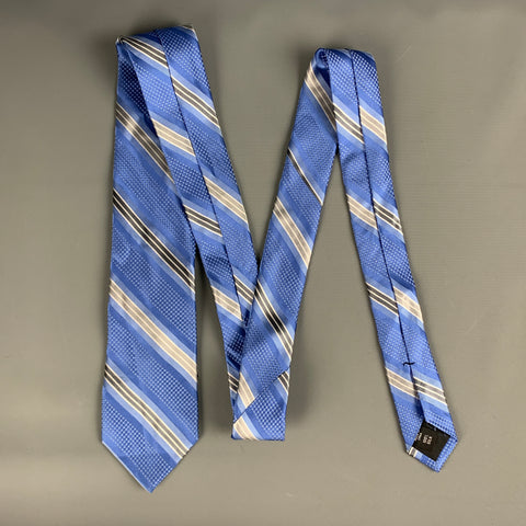 MICHAEL KORS Blue Grey Stripe Silk Tie