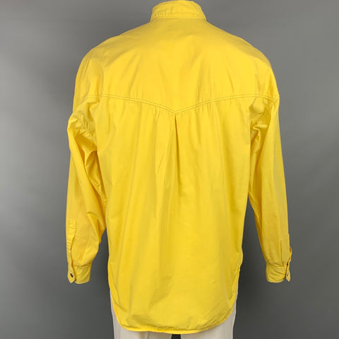 Vintage VERSACE JEANS COUTURE Size L Yellow Contrast Stitch Cotton Long Sleeve Shirt