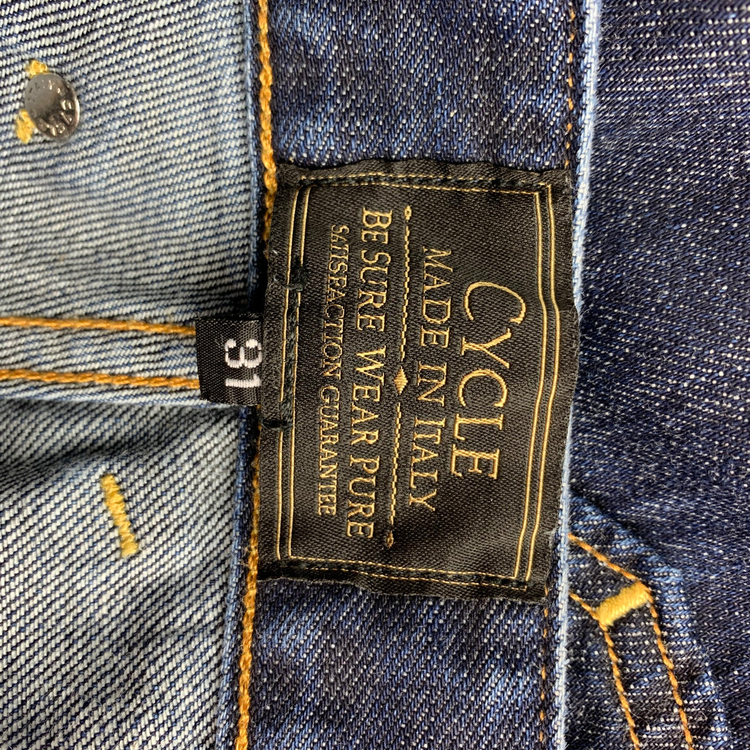 CYCLE Size 31 Indigo Contrast Stitch Denim Button Fly Jeans