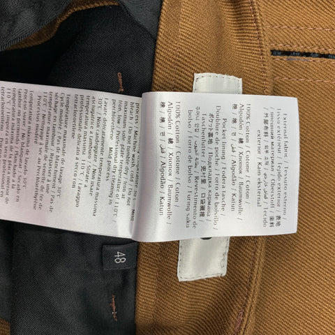 VALENTINO Taille 32 Pantalon habillé à jambe large plissé en coton marron