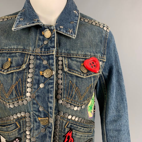 MARC JACOBS Chaqueta corta Smashing Starlets con tachuelas de mezclilla índigo talla XS