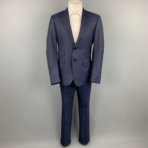 ERMENEGILDO ZEGNA for WILKES BASHFORD Size 40 Navy Wool Notch Lapel Suit