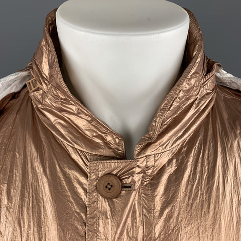 HELMUT LANG Size M Metallic Copper Wrinkled Tyvek Hooded Lace Up Jacket