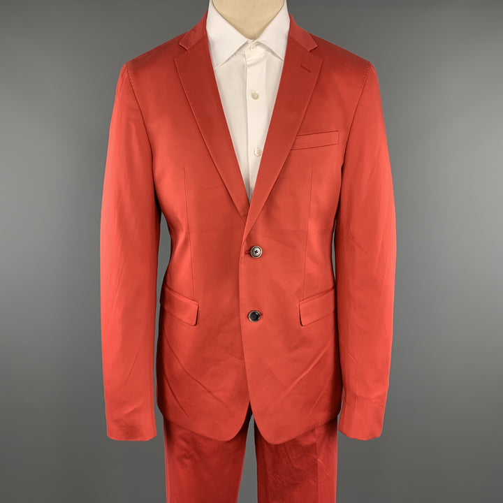 SAND Size 44 Coral Solid Cotton Blend Notch Lapel 36 x 32 Suit