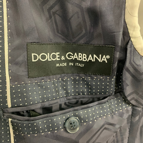 DOLCE & GABBANA Size 38 Navy Print Silk Peak Lapel Sport Coat