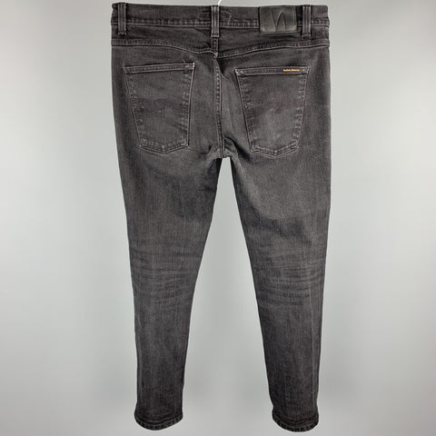 NUDIE JEANS Size 34 Black Washed Cotton Zip Fly Jeans