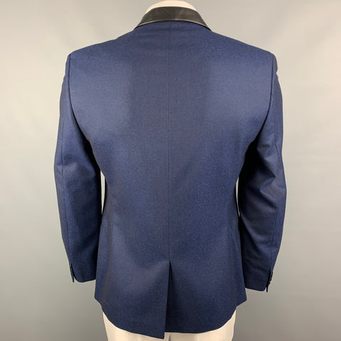 VERSACE COLLECTION Size 42 Navy & Black Wool Notch Lapel Sport Coat