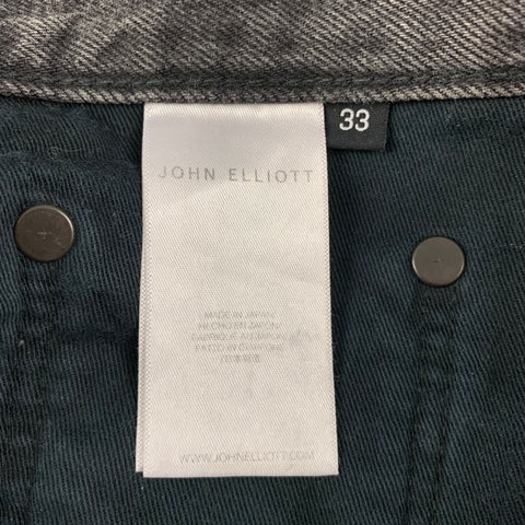 JOHN ELLIOTT Size 33 Gray Distressed Selvedge Denim Button Fly Jeans