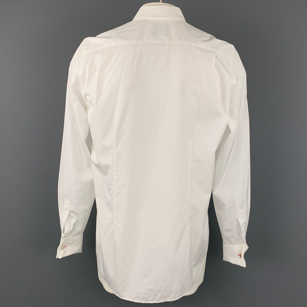 PAUL SMITH Size XL White Cotton Tuxedo Long Sleeve Shirt