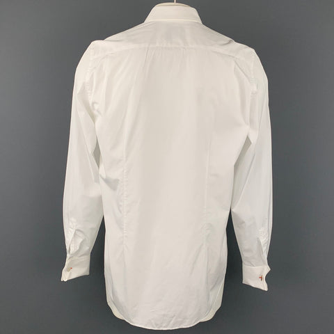 PAUL SMITH Size XL White Cotton Tuxedo Long Sleeve Shirt