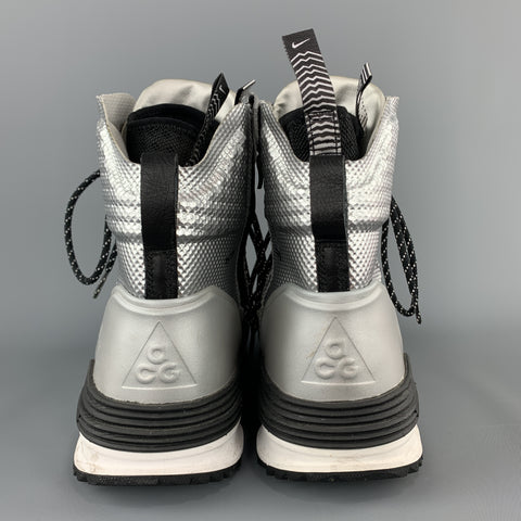 NIKE Talla 10 Botas deportivas ACG H20 REPEL de cuero plateado metalizado
