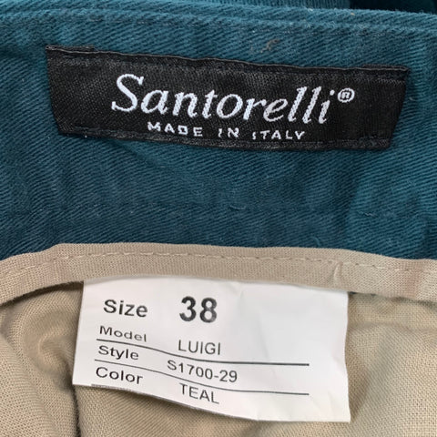 SANTORELLI Size 38 Teal Zip Fly Casual Pants