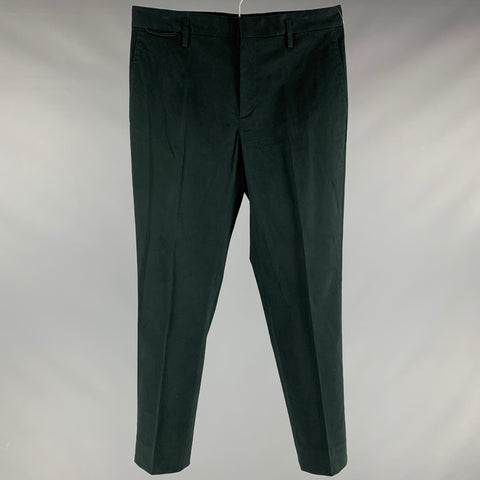 MARC JACOBS Taille 32 Pantalon habillé en coton élasthanne vert avec braguette zippée