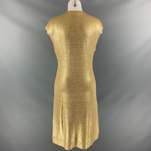 RALPH LAUREN Size L Gold Silk Knitted Dress