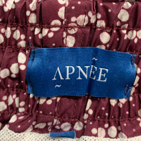 APNEE Size S Burgundy White Circles Elastic Waistband Swim Trunks