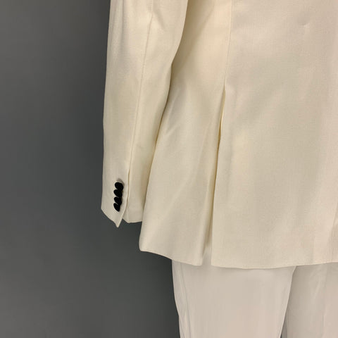 EMPORIO ARMANI Size 48 White & Black Viscose Peak Lapel Sport Coat