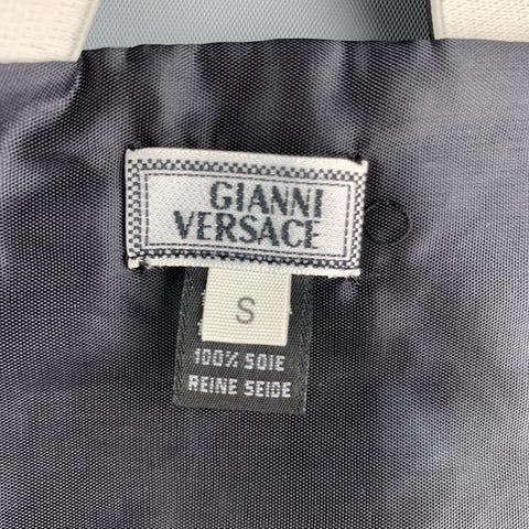 Vintage GIANNI VERSACE Size S Black & Silver Jacquard Silk Cummerbund