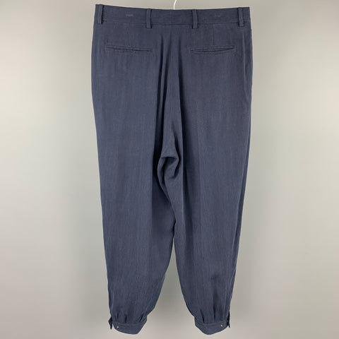 GIORGIO ARMANI Size 32 Navy Cupro Pleated Dress Pants