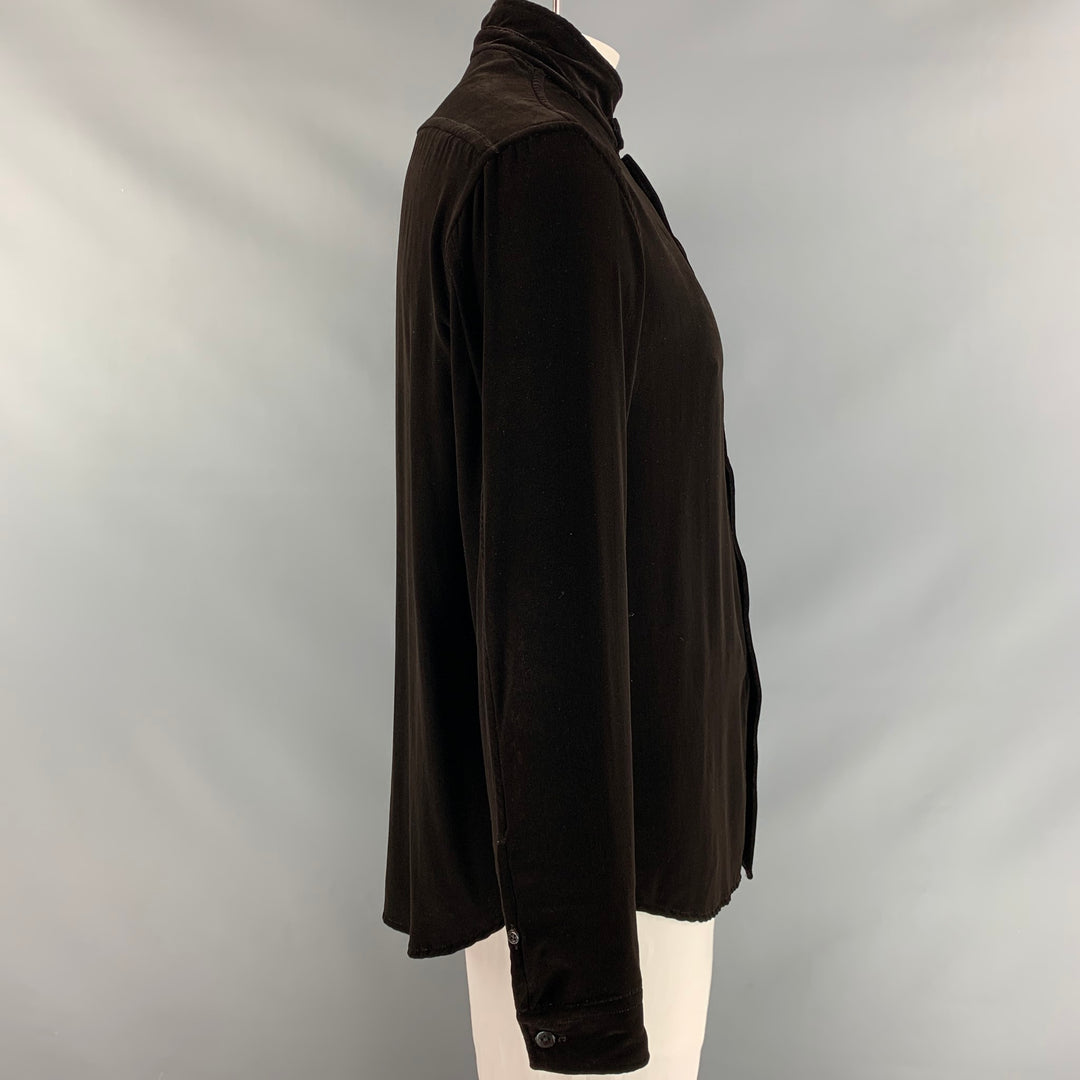 GIORGIO ARMANI Size L Solid Brown Velvet  Long Sleeve Shirt Jacket