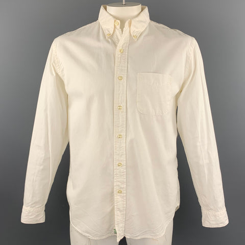 ORSLOW Size L White Cotton Button Down Long Sleeve Shirt