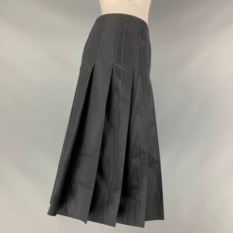 PRADA Taille 2 Jupe circulaire plissée en soie noire