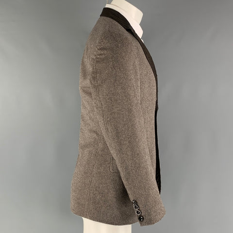 EMPORIO ARMANI Size 40 Grey Charcoal Checkered Angora Sport Coat