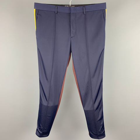 MSGM Size 36 Navy & Brown Color Block Polyester / Polyamide Casual Pants