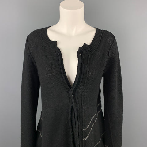 YOHJI YAMAMOTO NOIR Taille S Cardigan en laine tricotée noire