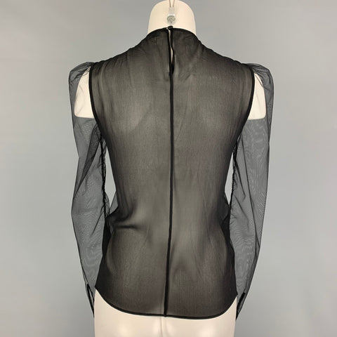 VIKTOR & ROLF Size 4 Black See Through Long Sleeve Dress Top