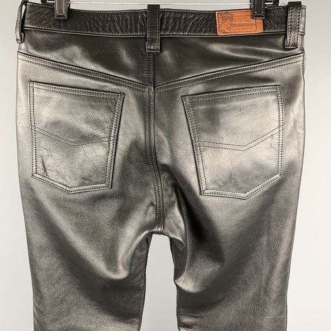 Vintage IMAGE LEATHER Size 33  Black Leather Button Fly Casual Pants