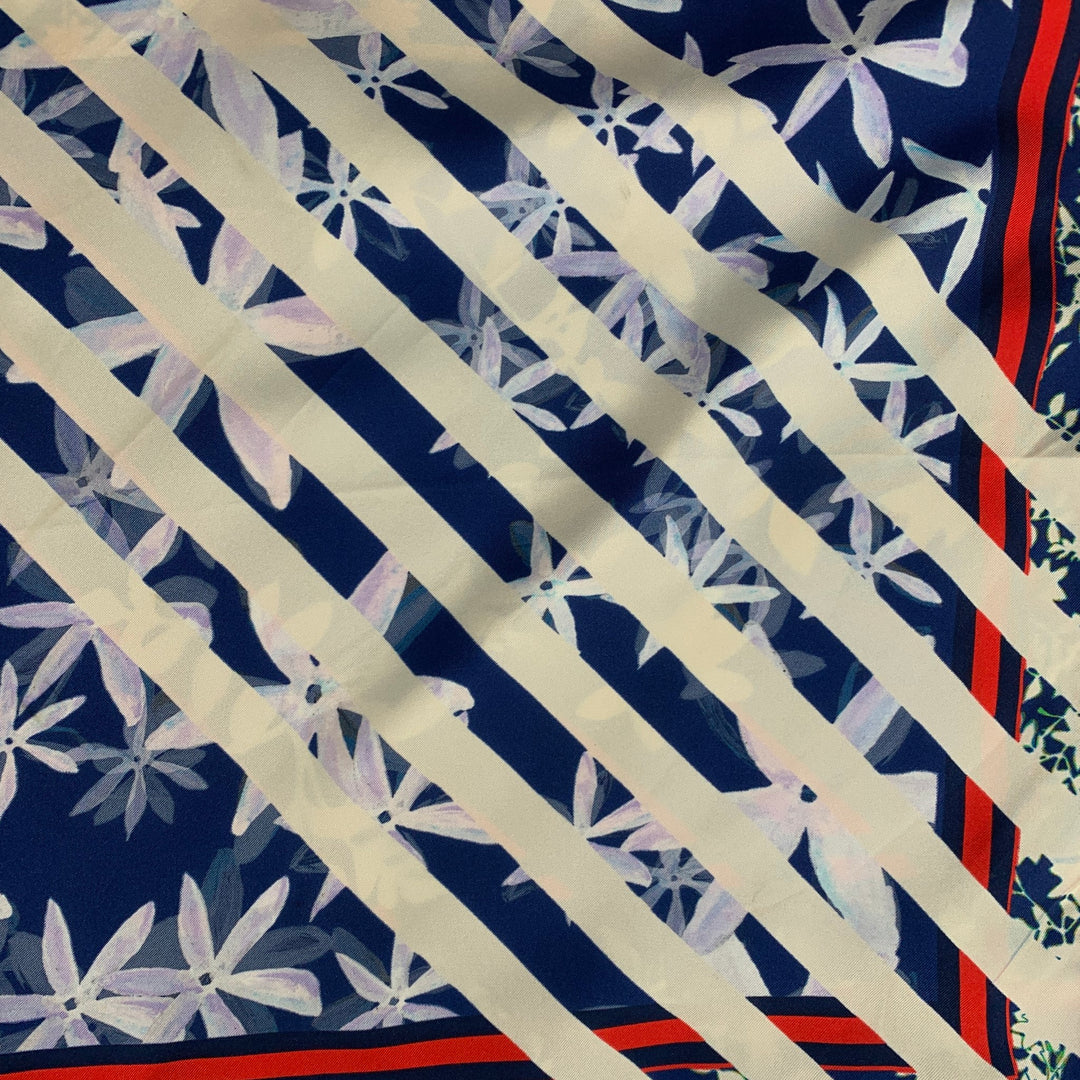 CAROLINA HERRERA Multi-Color Abstract Floral Twill Scarf