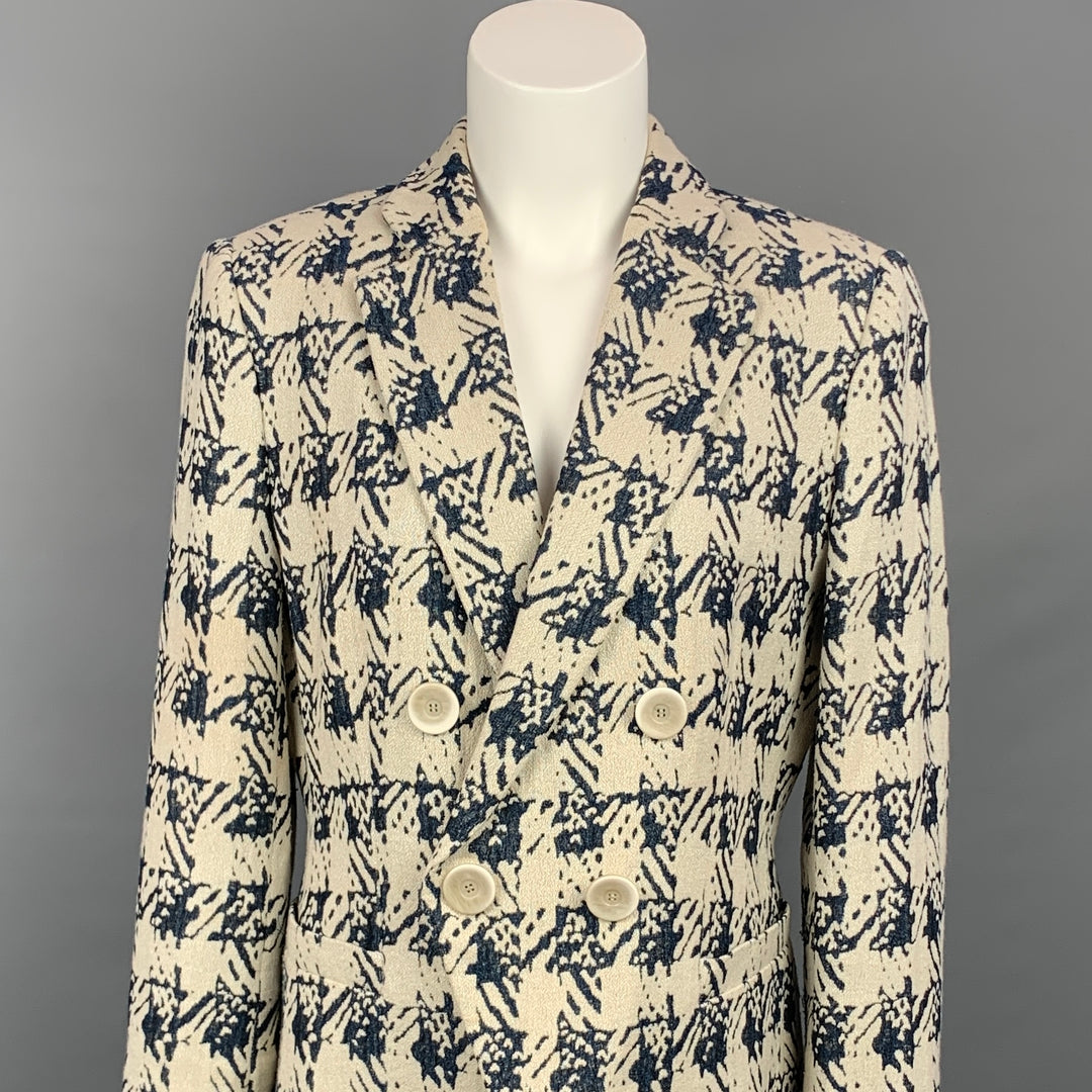 GIORGIO ARMANI Size 10 Light Gray & Navy Viscose Blend Jacket Blazer