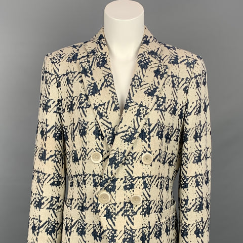 GIORGIO ARMANI Taille 10 Blazer en mélange de viscose gris clair et marine