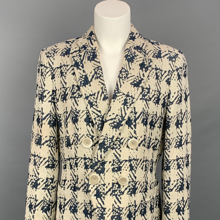 GIORGIO ARMANI Size 10 Light Gray & Navy Viscose Blend Jacket Blazer
