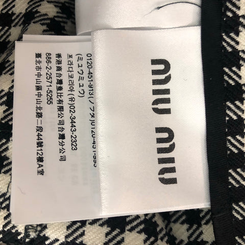 MIU MIU Size 2 Black White Wool Gingham Casual Pants
