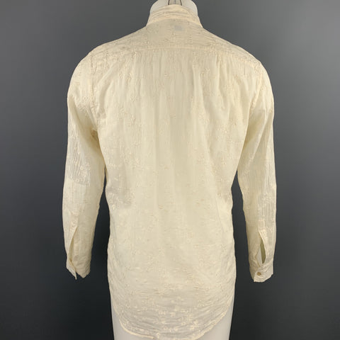 PAUL SMITH Size M Beige Embroidered Floral Pattrn Cotton Shirt