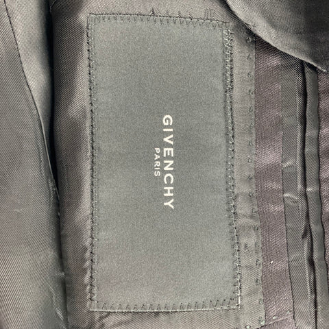 GIVENCHY Size 36 Black Cotton Silk Notch Lapel Sport Coat