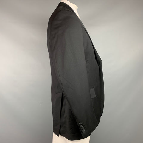 TODD SNYDER Size 44 Long Black Wool Peak Lapel Sport Coat