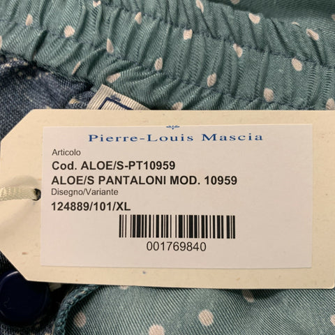 PIERRE-LOUIS MASCIA Size XL Blue Grey Print Silk Camp Suit