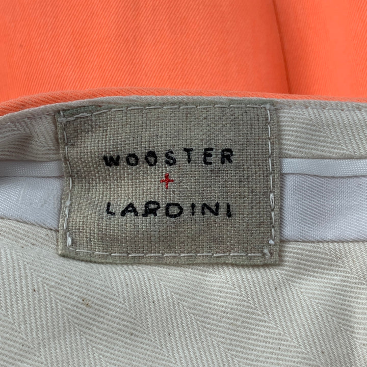 WOOSTER + LARDINI Size 34 Orange Cotton Button Fly Pleated Shorts