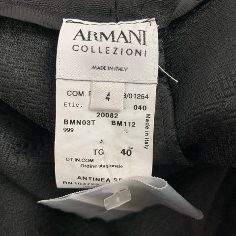 ARMANI COLLEZIONI Size 4 Black Acetate Blend Embossed Pleated Skirt