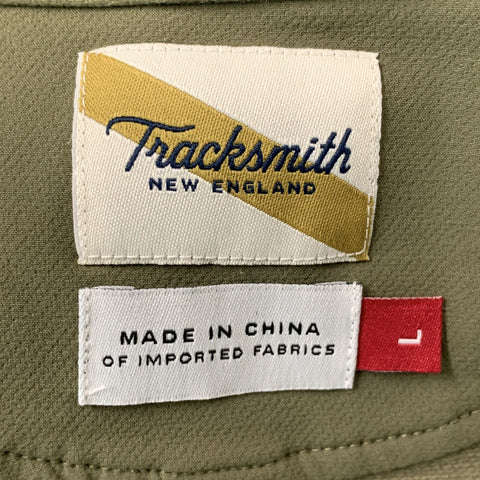 TRACKSMITH Size L Olive Solid Nylon Blend Zip Up Jacket